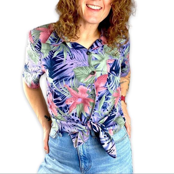 Kathy Che Floral Blouse Vintage 90s Y2K - Picture 5 of 9